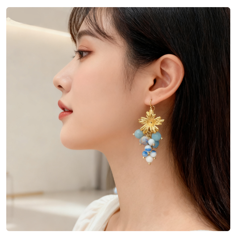 Vintage Fashion Influencers - Turquoise Grape Cluster Stud Earrings Luxury
