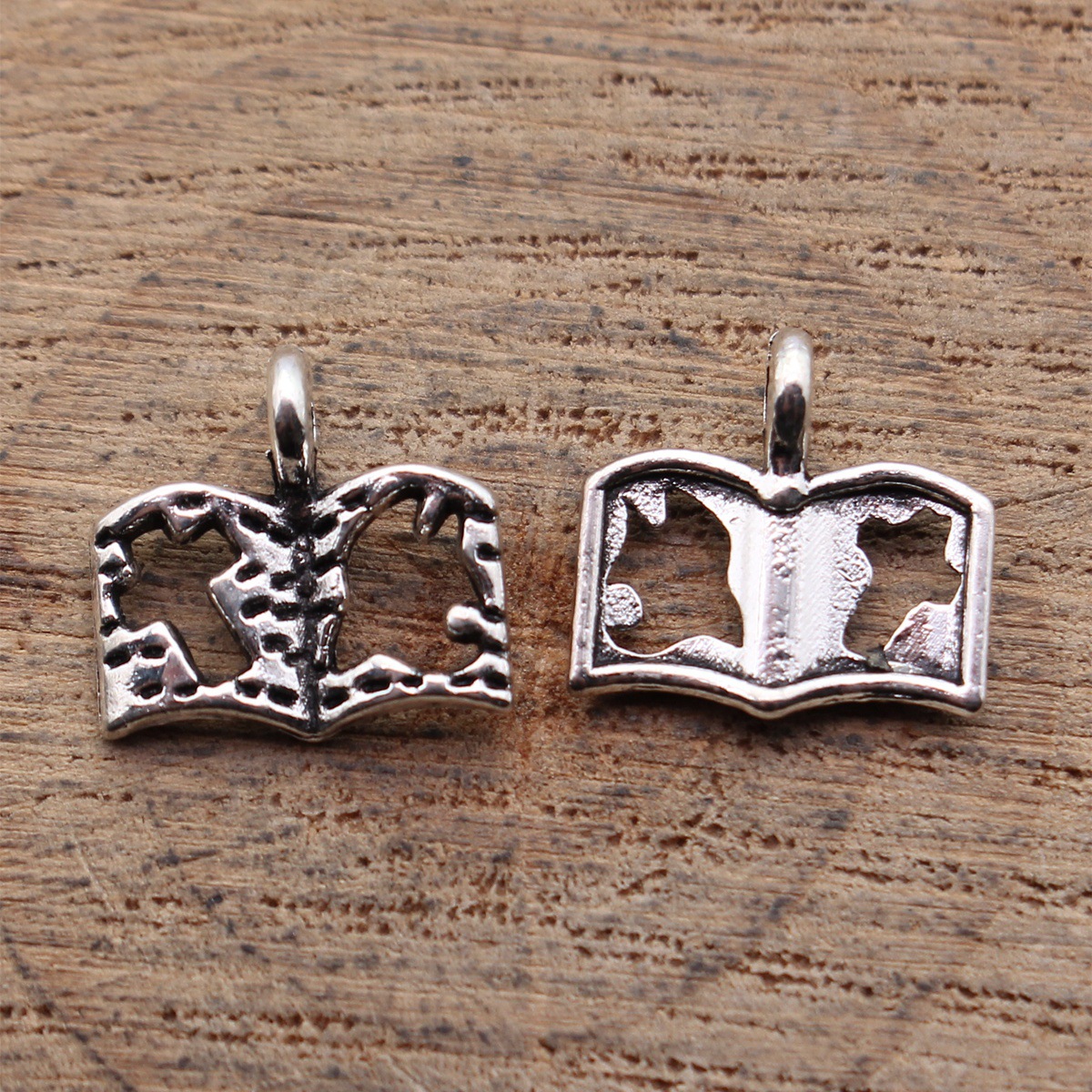 Vintage Fashion Books - 80pcs 11x11mm(0.43x0.43inch) Antique Silver Color Hollowed-Out