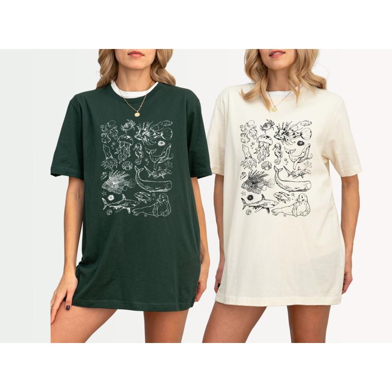 Turtleneck Knit 90S - Vintage 90s Sea Animal T Shirt