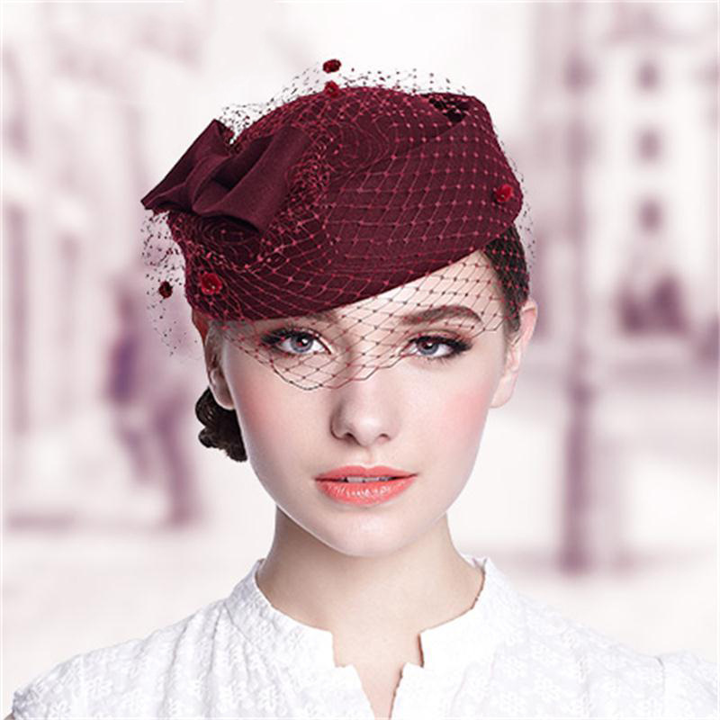 Vintage Fashion Influencers - British Style Wool Beret with Tulle,