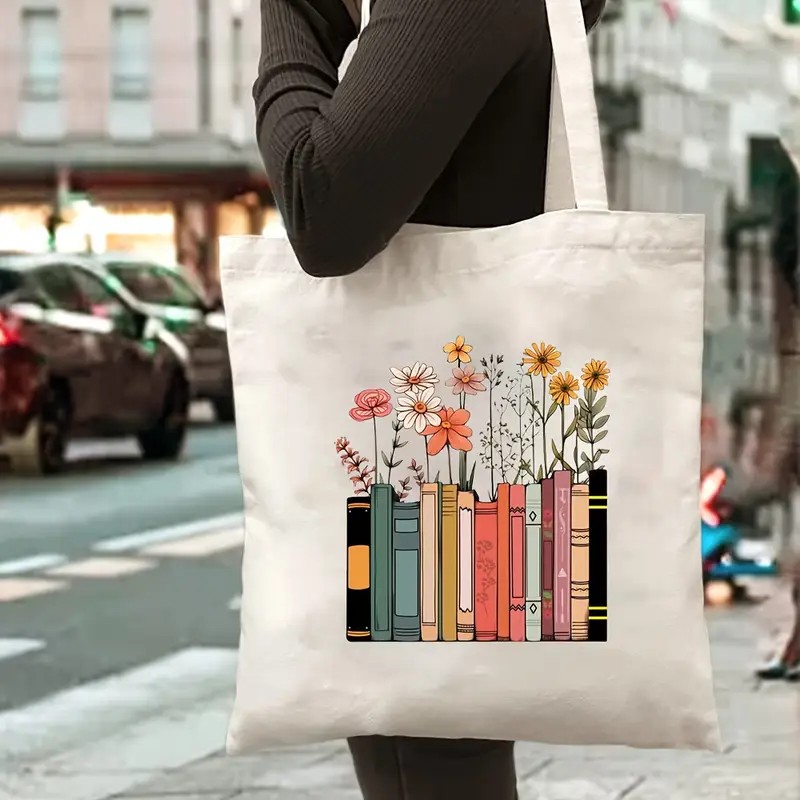 Vintage Fashion Books - Book Floral Pattern Canvas Tote Bag