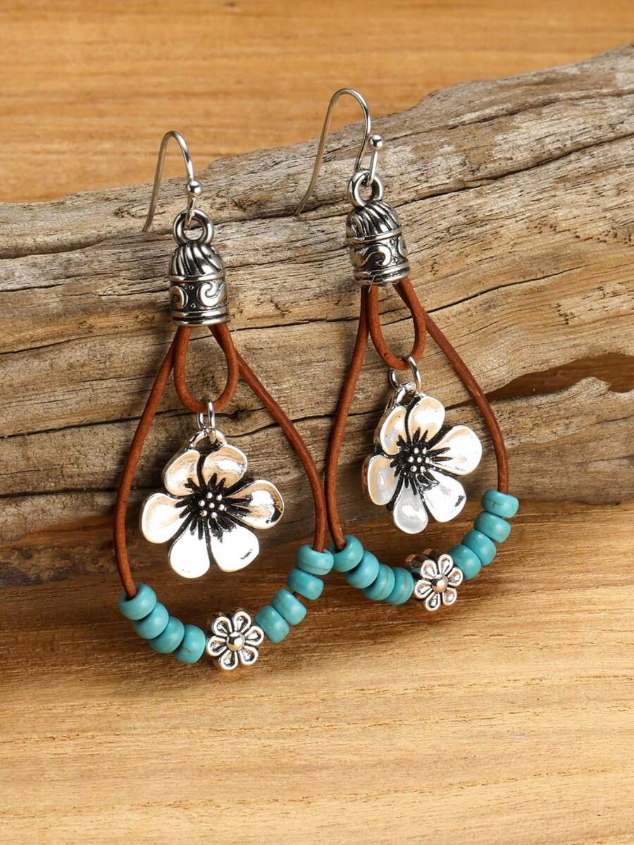 Vintage Fashion Jewelry - 1 Pair Bohemian Style Alloy Plum