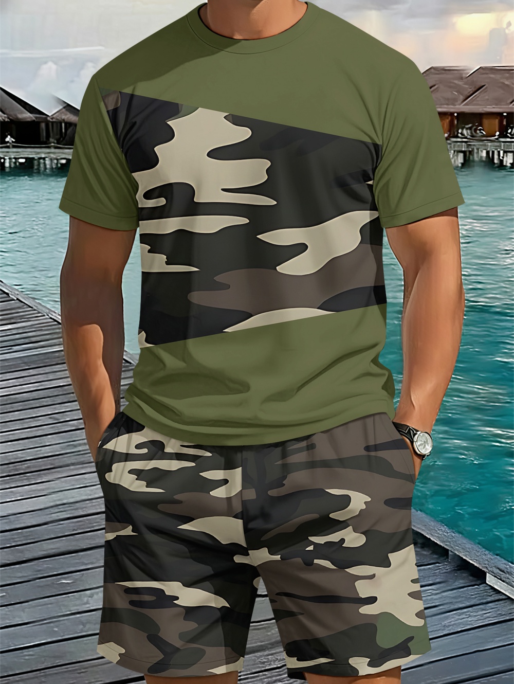 Usa Vintage Fashion - Summer Vintage Men's Fashion Two-Piece Set