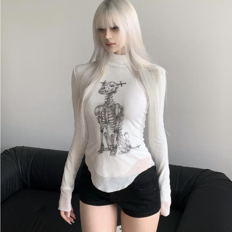Skull Gothic slim Turtleneck s - Turtleneck Knit 90S recension och pris