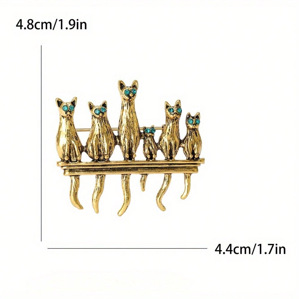 Vintage Gold-Tone Cat Family B - Vintage Fashion Enthusiasts recension och pris