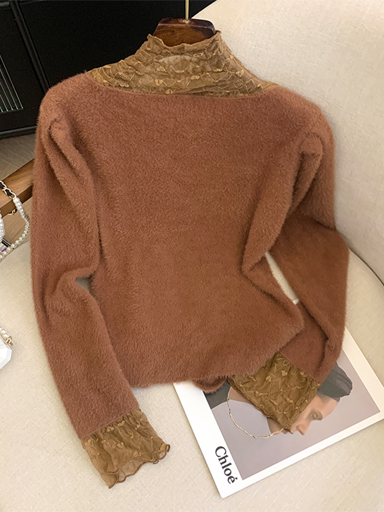 Women's Coffee Pullover Turtle - Turtleneck Knit 90S recension och pris