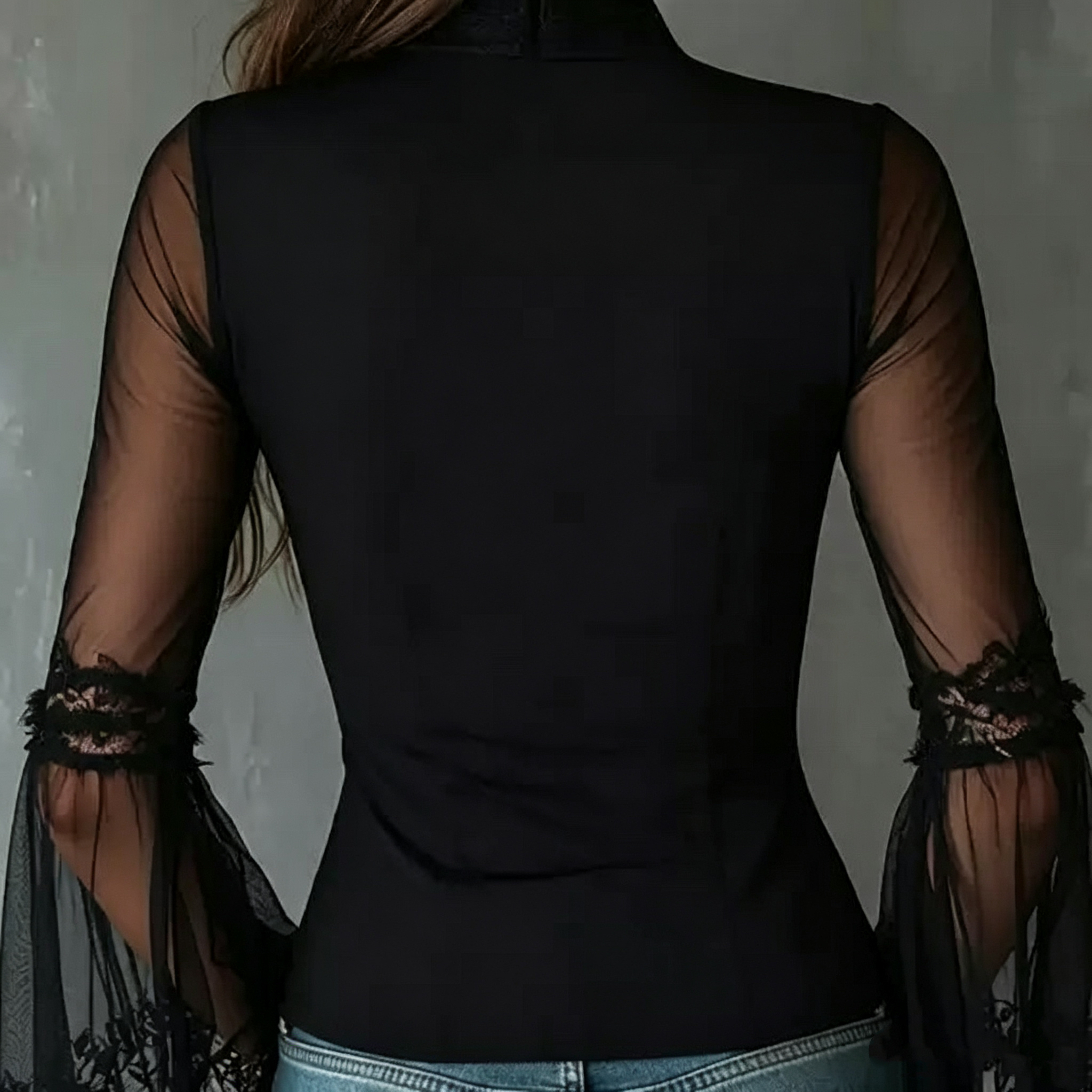 Ladies Black round Neck Long S - Usa Vintage Fashion recension och pris