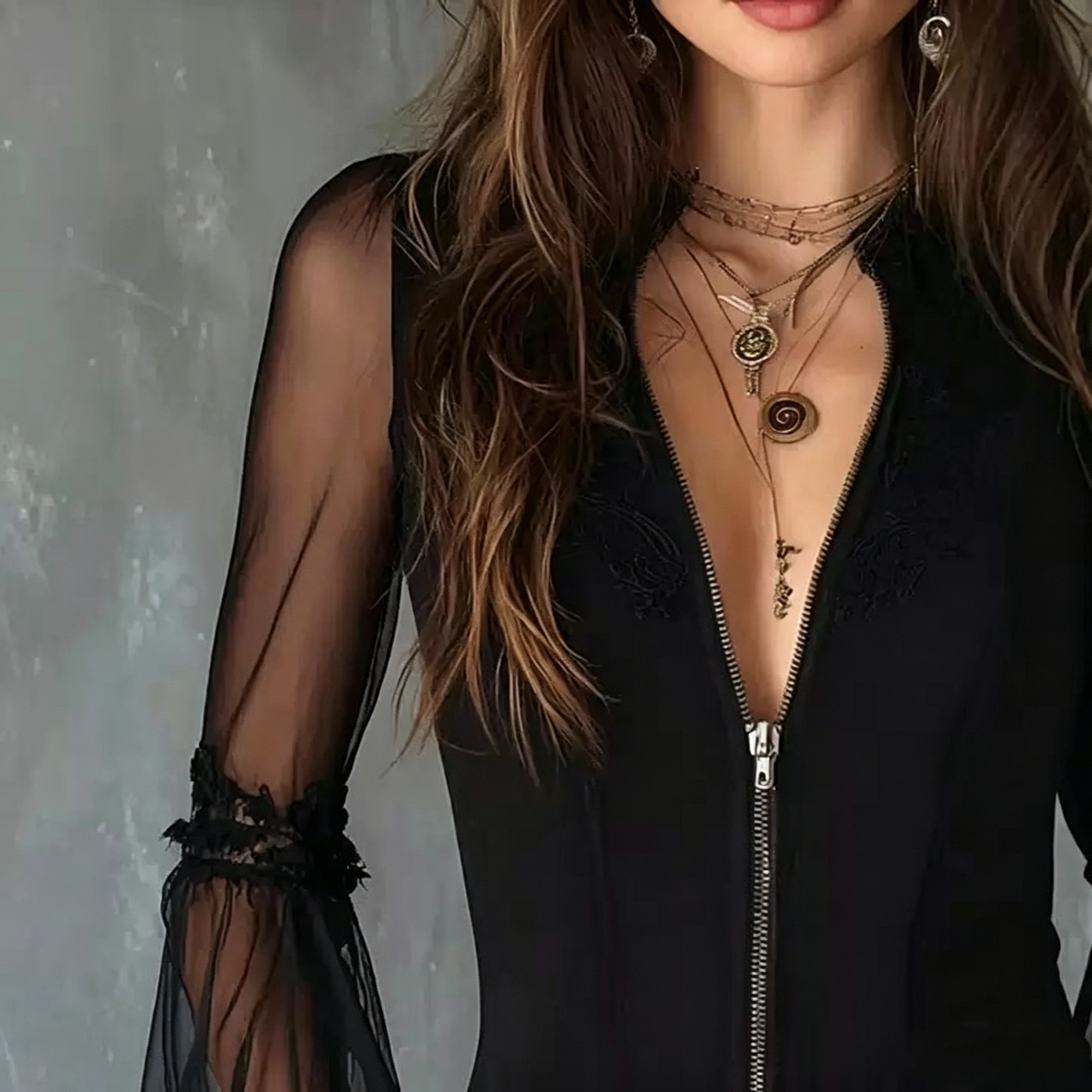 Ladies Black round Neck Long S - Usa Vintage Fashion recension och pris