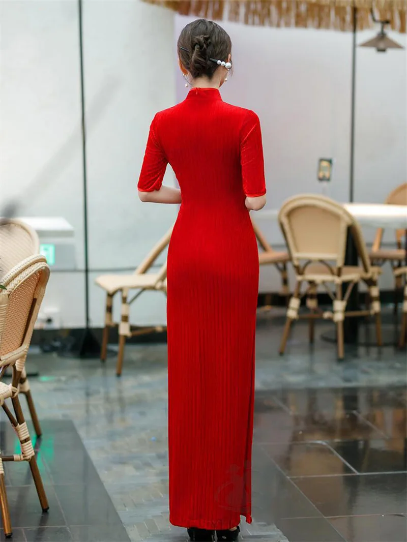 8 Colors Women Velvet Cheongsa - Vintage Fashion Show recension och pris
