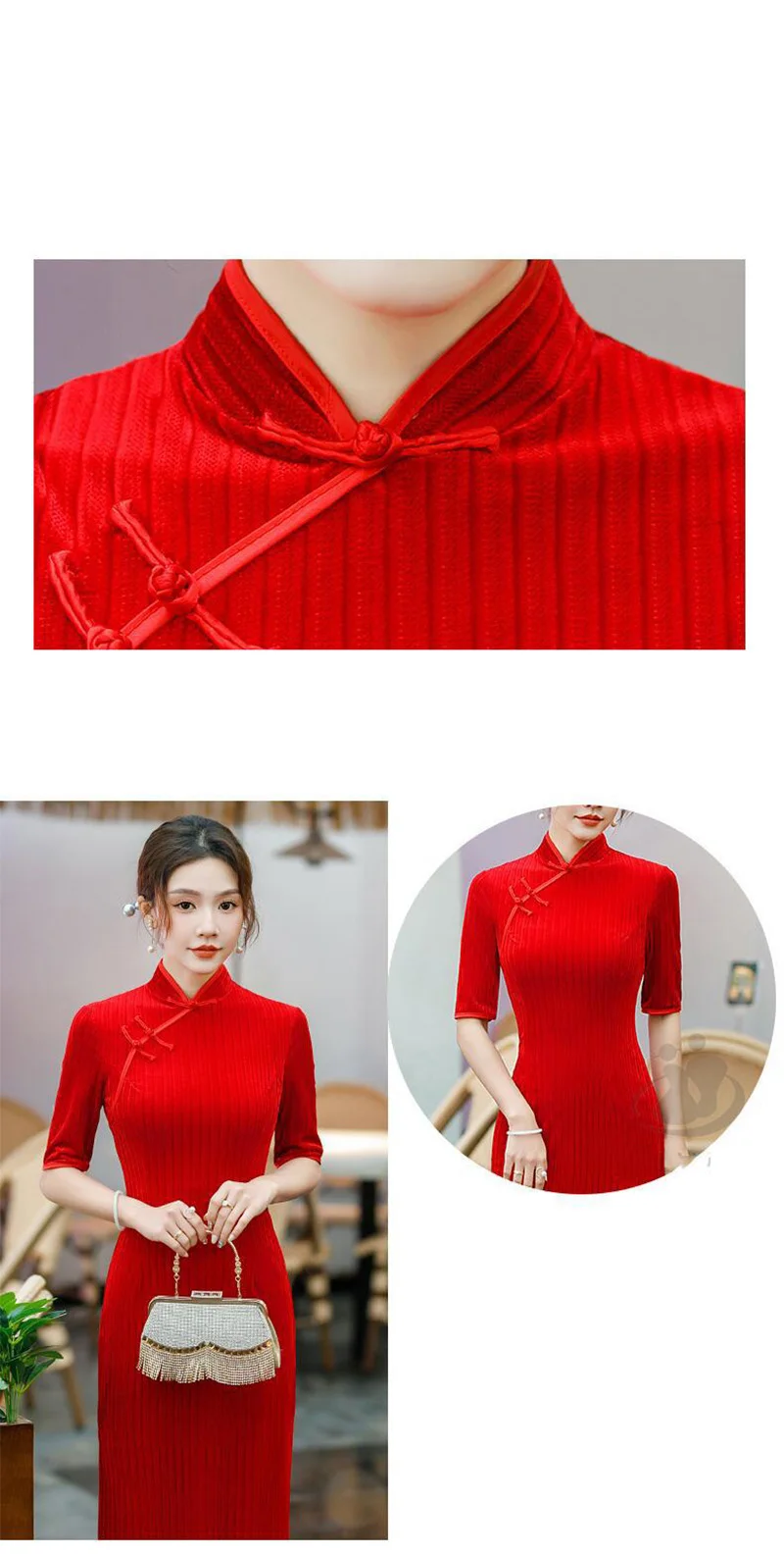 8 Colors Women Velvet Cheongsa - Vintage Fashion Show recension och pris