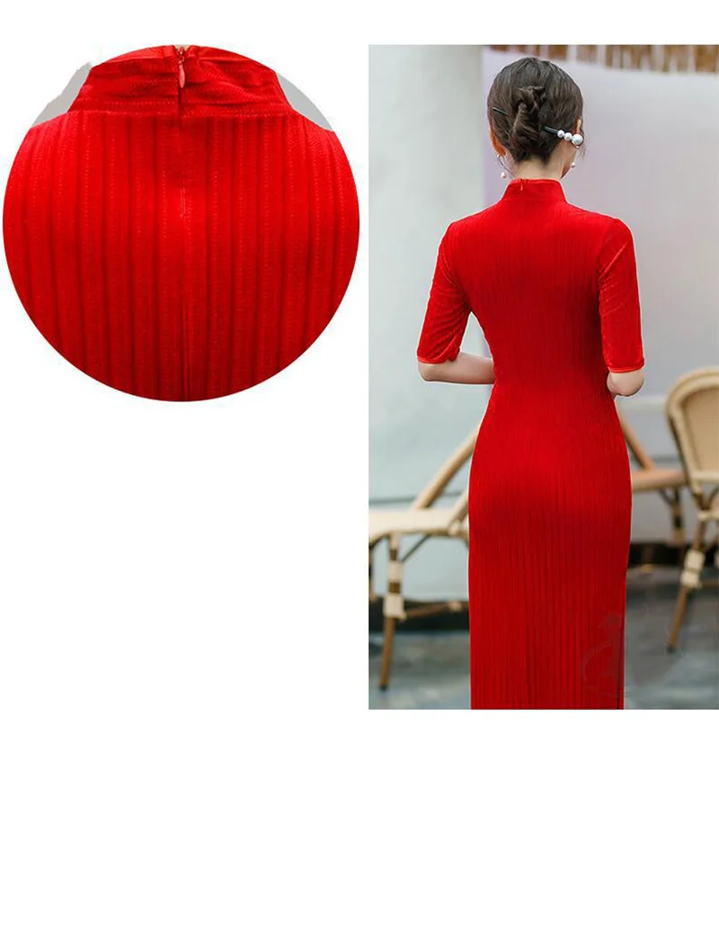 8 Colors Women Velvet Cheongsa - Vintage Fashion Show recension och pris