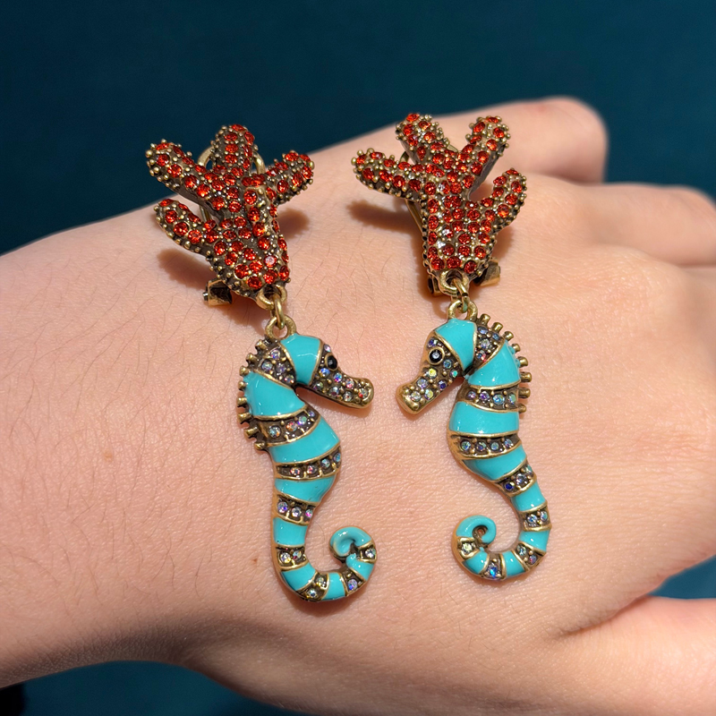 Vintage Blue Seahorse Drop Ear - Vintage Fashion Trends 2025 recension och pris