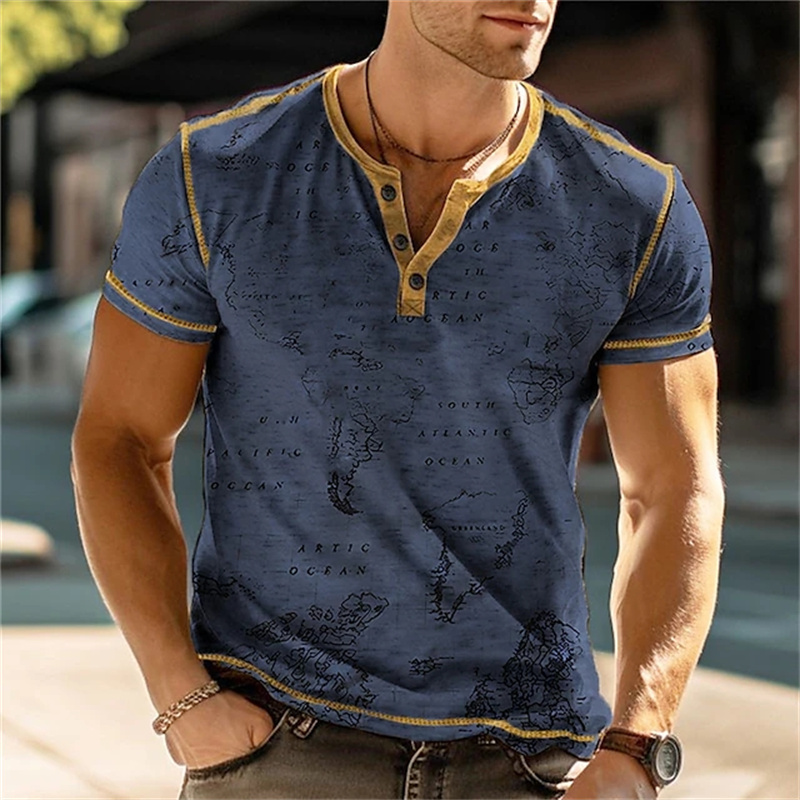 Men's Henry Shirts Funny 3D Pr - Usa Vintage Fashion recension och pris