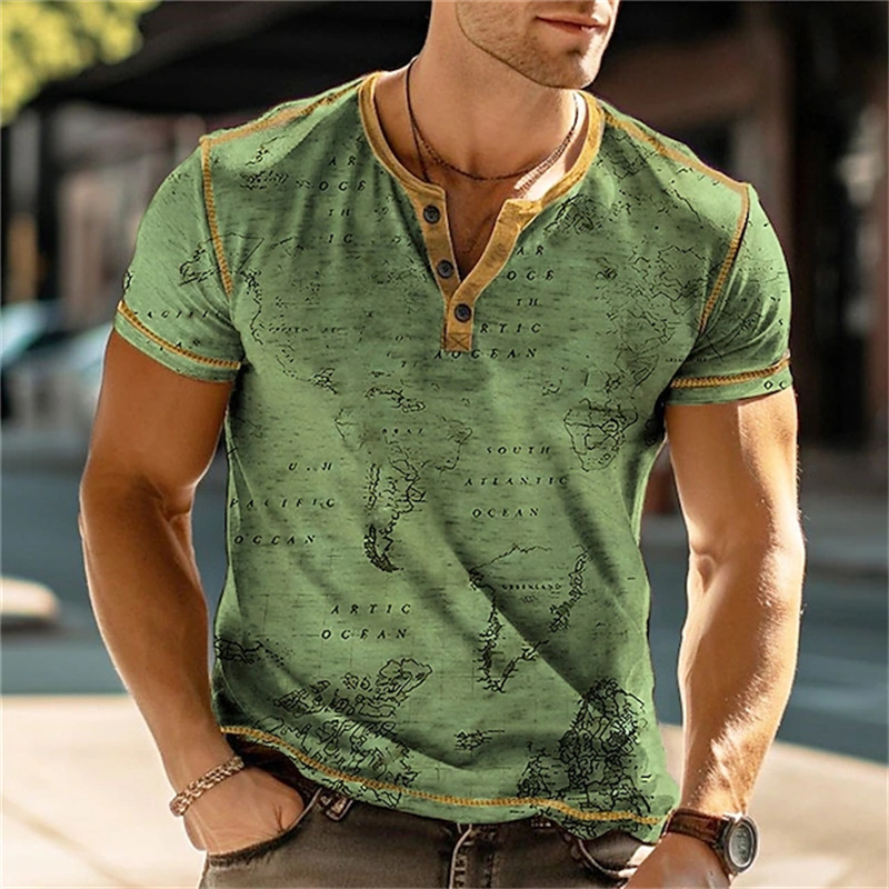 Men's Henry Shirts Funny 3D Pr - Usa Vintage Fashion recension och pris